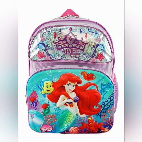 Little Mermaid Ariel 3D Molded 16" Backpack and Lunchbox Bundle Set w/ stickers! - Picture 2 of 8